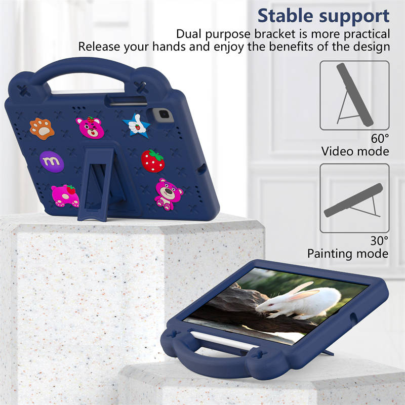 Strawberry Tablet Case with Holder Shoulder Strap for Samsung Galaxy Tab A7 10.4(2020)/TAB S6 lite 10.4(2020/2022/S6 10.5(2019)/S5E 10.5(2019)-Navy