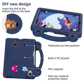 Strawberry iPad Mini 6 Case 8.3 Inch Shockproof Cover with Handle Band Shoulder Strap-NavyBlue