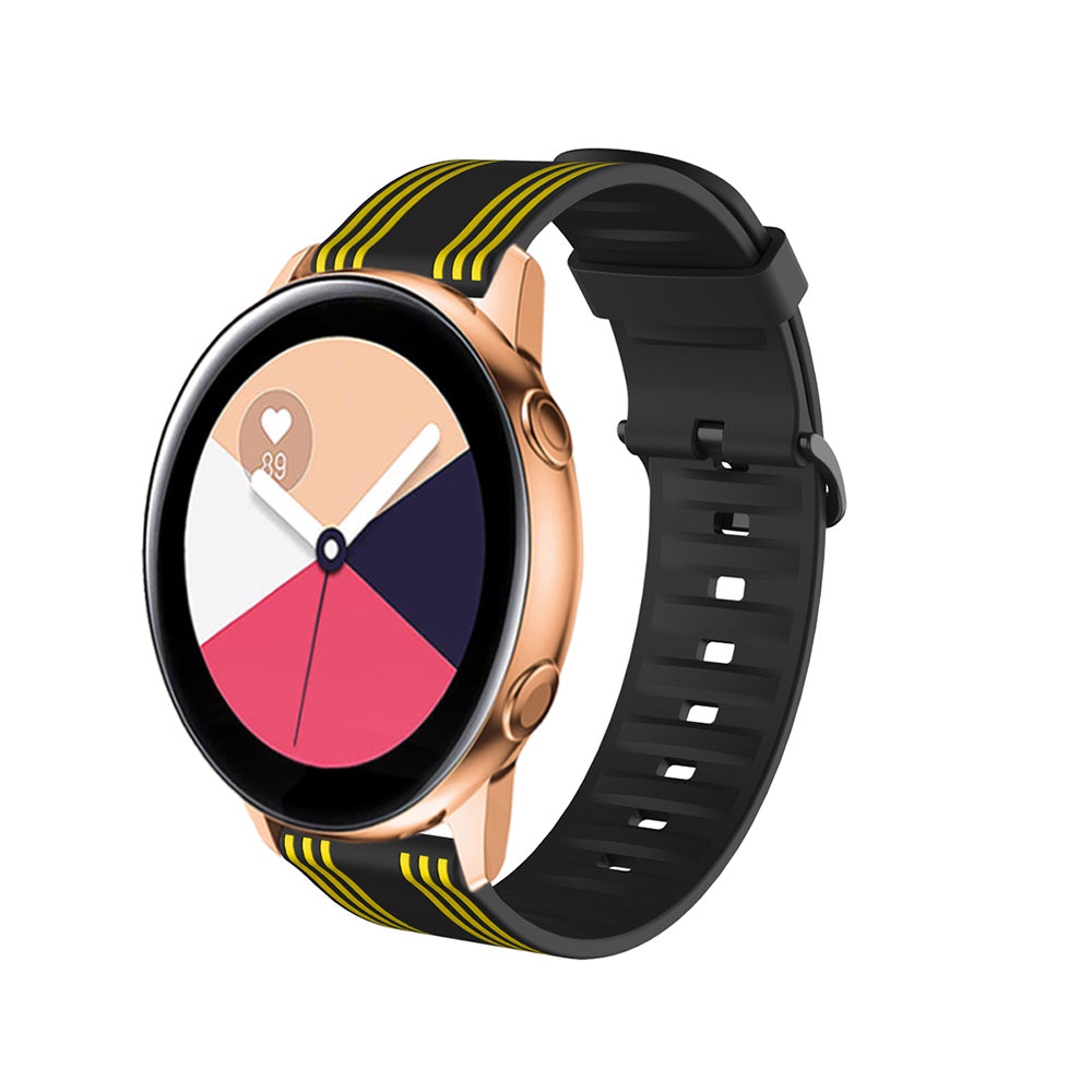 Silicone Band Striped Watch Band For Samsung Galaxy Watch 42/46mm Gear S3 Frontier/Classic(Black Yellow)