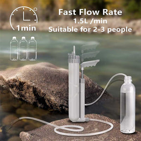 Portable Water Filter Pump Survival Gear for Hiking Camping-Army Green