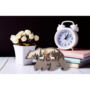 3D Forest Bear Decor Wooden Animal Statues Farmhouse Room Wall Decor-Bear