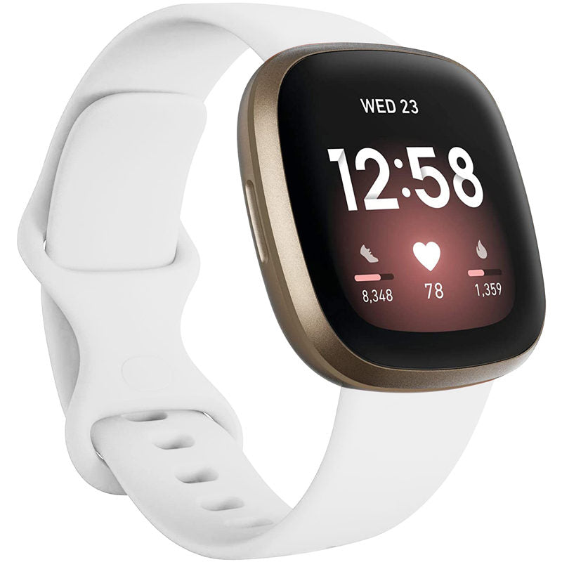 Soft Silicone Sport Replacement Strap For Fitbit Versa 3/Fitbit Sense Small Large-White