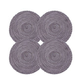 4 Pack Round Braided Laciness Placemats 38CM Washable Kitchen Table Mats for Home Wedding Party-Gray