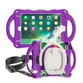 CatB Silicone Case For iPad Mini 5 4 3 2 1 Shockproof Shoulder Strap Handle Stand-Purple