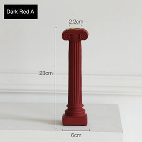 4 Pcs Retro Candle Holder Nordic Roman Column Aroma Candle Base for Festival Home Decor Ornament-WineRed