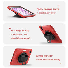 SpiderA iPad Case For iPad Mini 6 Heavy Duty Shockproof Rugged Protective Case With Holder-Red