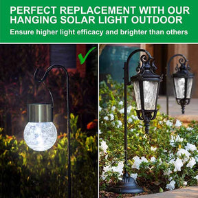 12-Pack Cracked Glass Ball Light Hanging Solar Lights Outdoor Solar Powered Waterproof Globe Lighting with Handle -Cool White