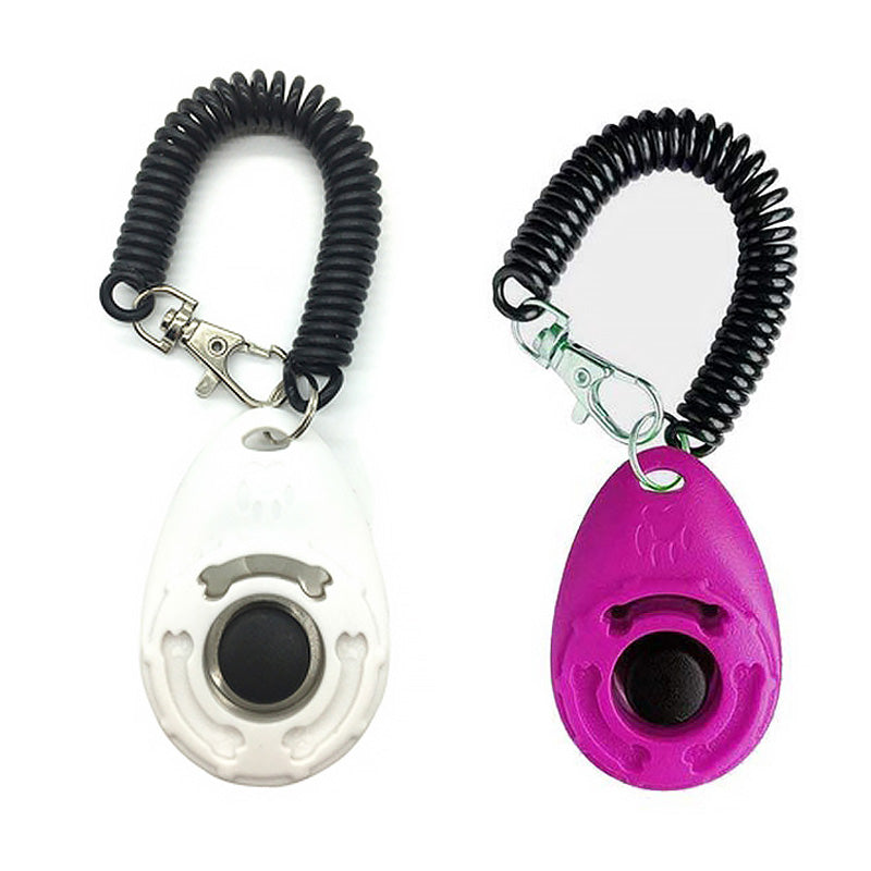 2Pcs Pet Training Clicker with Wrist Strap for Dog Training -White + Purple