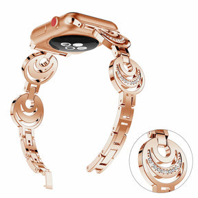 Stylish Hollow Diamond Breathable Metal Watch Band For Apple Watch SE/6/5/4/3/2/1(Rose Gold)