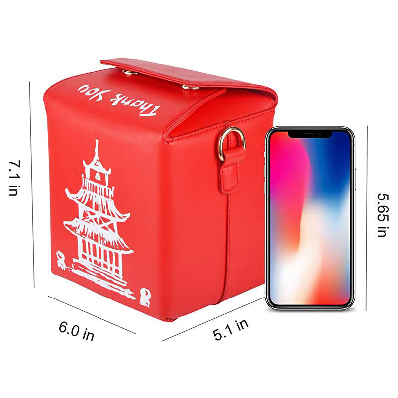 Fashion Crossbody Bag Chinese Takeout Box Style Clutch Bag for Girl-Red