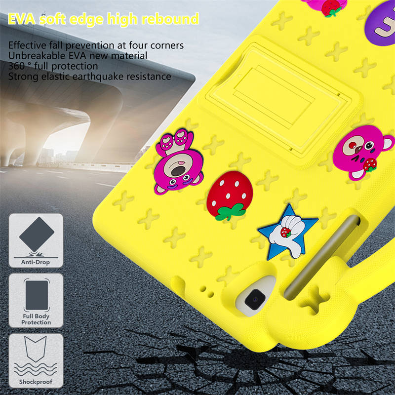 StrawberryTablet Case with Holder Shoulder Strap for Samsung 10.1 inch Galaxy Tab A T510/T515-Yellow