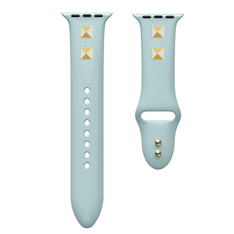 Soft Silicone Punk Rivet Style Watch Band for iWatch Series6/5/4/3/2/1/SE-Turqueise