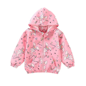 Girls Rain Jackets Lightweight Hooded Cotton Raincoats Windbreakers for Kids-ColorElephant