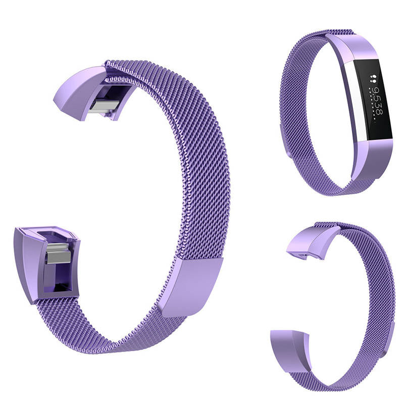 Magnetic Milanese Stainless Steel Strap  For Fitbit Alta/Alta HR Fashion Accessorie-Light Purple