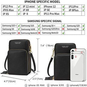 Crossbody Phone Bag for Women Small Shoulder Bag Cell Phone Wallet Purses and Handbags with 14 Credit Card Slots-Black