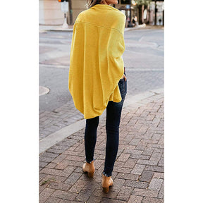 Women's Batwing Knitted Oversized Slouchy Solid Cardigan Sweater Knit Outwear-Yellow