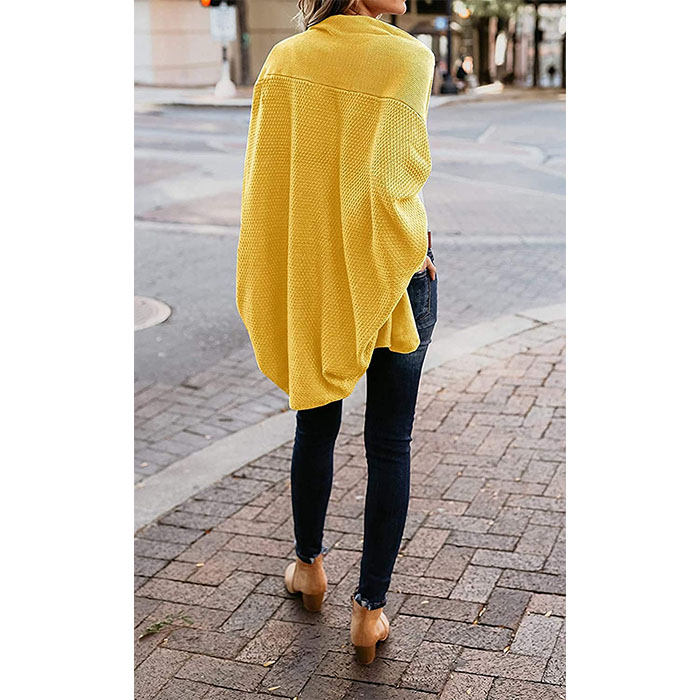 Women's Batwing Knitted Oversized Slouchy Solid Cardigan Sweater Knit Outwear-Yellow