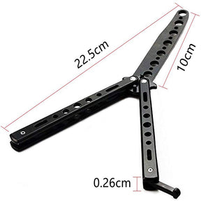 Novice Training Butterfly Knife Practice Tool Unsharpened Black and Silver Set of 2