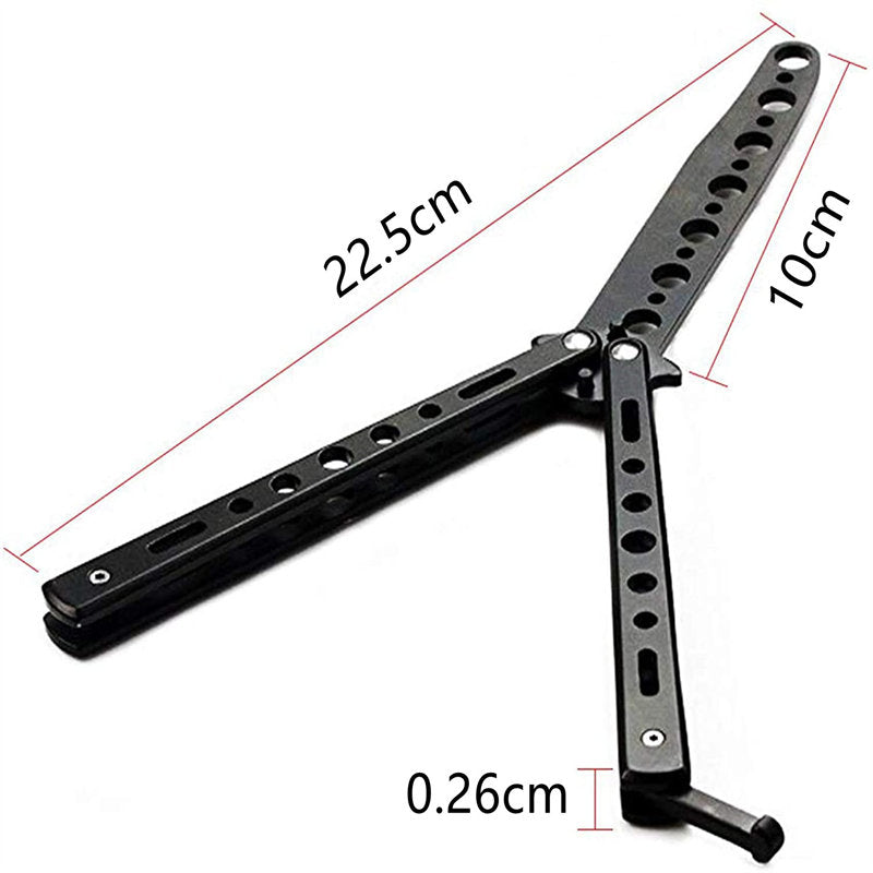 Novice Training Butterfly Knife Practice Tool Unsharpened Black and Silver Set of 2