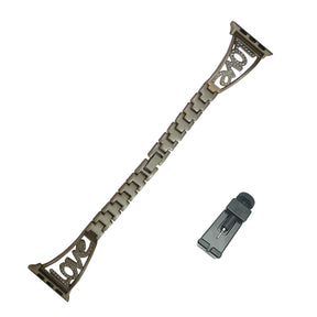 Love Stainless Steel Watch Band Adjustable Wristbands for Apple IWatch Series SE/1/2/3/4/5/6 For Women-Champagne Gold