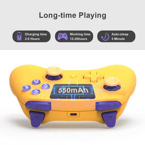 Wireless Controller with Turbo Wake-up Motion Vibratio for Nintendo Switch/Switch Lite/OLED-Yellow