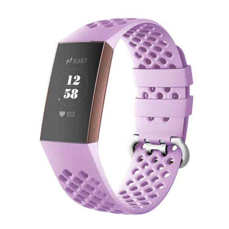 DDK Silicone Watch Band Adjustable Wristband Replacement Sport Strap For Fitbit Charge 3/Fitbit Charge 4 For Women-Lavender Purple