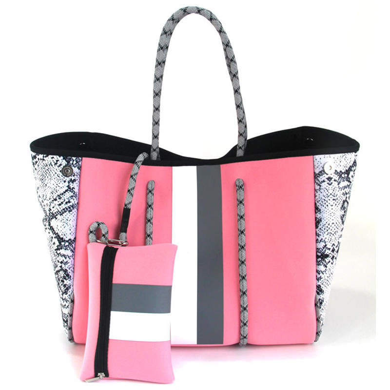 Neoprene Tote Bag with Small Zipper Bag for Women Beach Traveling-33