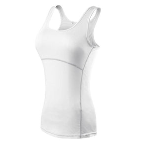 Women Workout Tank Tops Tight Stretch Breathable Yoga Vest Fitness Perspiration Quick Drying Vest Top 2001-White