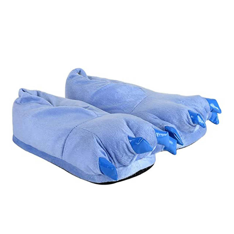 Unisex Soft Plush Home Slippers Animal Paw Claw Shoes-Blue