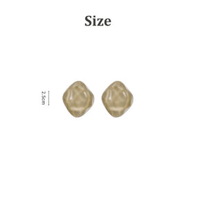 Cute Irregular Marble Resin Stud Earrings-Brown