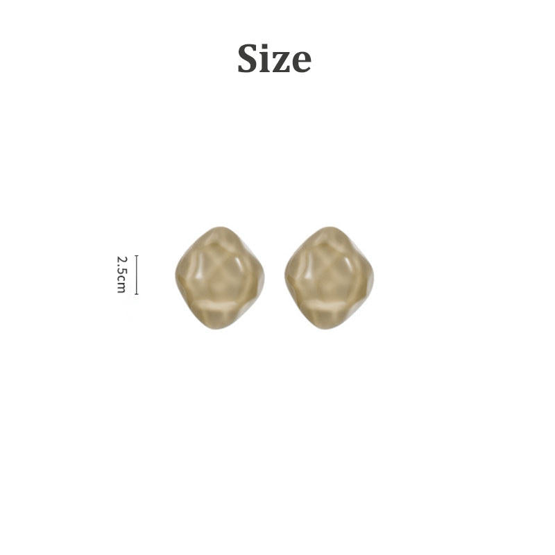 Cute Irregular Marble Resin Stud Earrings-Brown