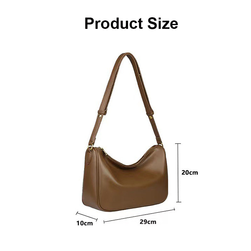 Womens Shoulder Bag Soft Leather with Adjustable Shoulder Strap-Brown