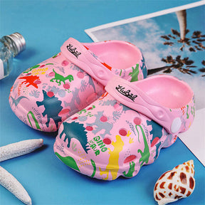 Kids Cute Cartoon Hole Shoes Little Dinosaur Beach Pool Slippers Boys and Girls-Pink