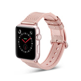 Silicone+Leather Watch Strap For Apple iWatch-RoSE Red