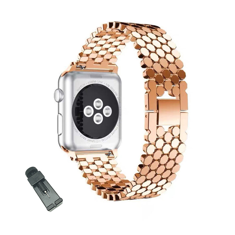 YLW Stainless Steel Watch Band Adjustable Wristbands for Apple IWatch Series SE/1/2/3/4/5/6 For Women-Rose Gold