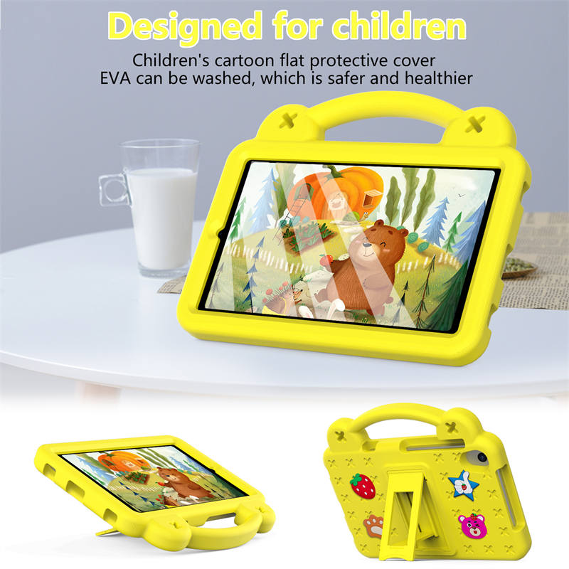 Strawberry Tablet Case with Shoulder Strap Stand for Samsung Galaxy Tab A 8.4 inch 2020-Yellow