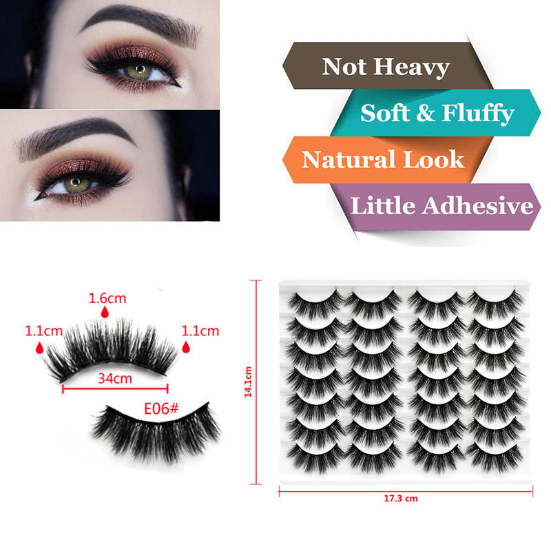 3D Multi-Layer False Eyelashes 14 Pairs Fluffy Cat Eye Lashes-E06