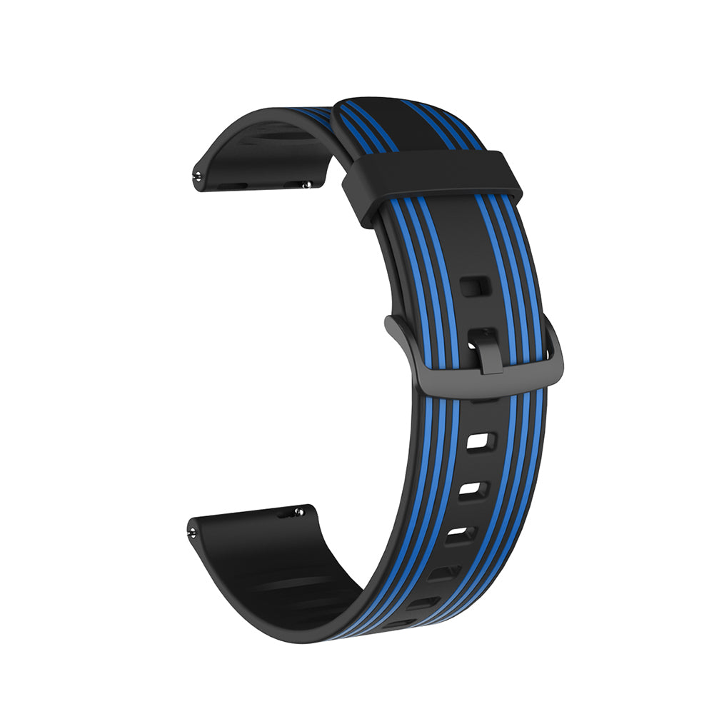Silicone Band Striped Watch Band For Samsung Galaxy Watch 42/46mm Gear S3 Frontier/Classic(Black Blue)