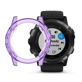 TPU Transparent Frame Case For Garmin Fenix 5X-Purple