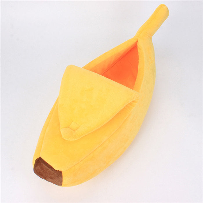 Cute Banana Cat Bed House Soft Pet Supplies-Yellow