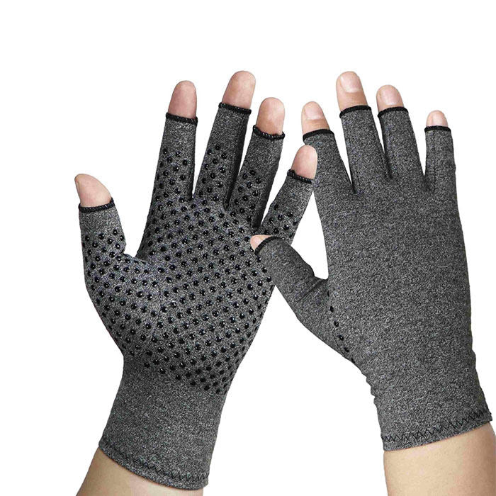 Winter Half Finger Outdoor Hiking Driving Cycling Riding Cotton Breathable-Hemp Ash-LYX-08004