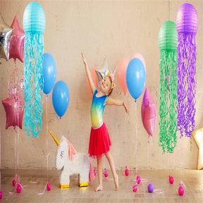 3 Packs Jellyfish Paper Lanterns Mermaid Birthday Party Decorations Easy Setup Room Decor -Purple Green and Blue