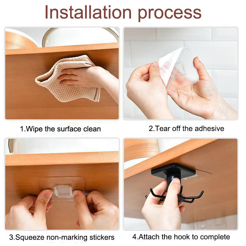 Home & Living2 Pack Under Cabinet Utensil Holder Hanger Hook for Kitchen and Bathroom -Gray