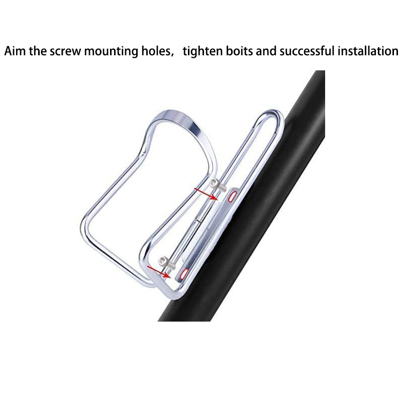 Lightweight Aluminum Alloy Bicycle Water Bottle Cage Holder for Outdoor Activities Drilled Holes Required-Silver