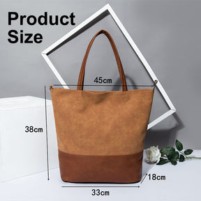 Tote Bag Soft Leather Large Capacity Bucket Handbags for Women-Brown