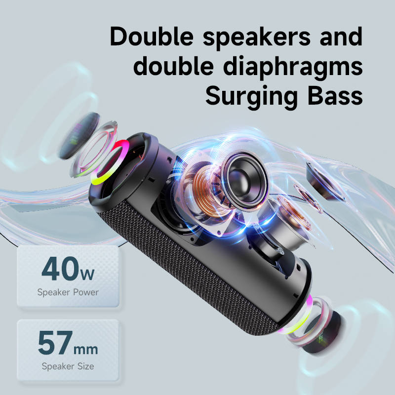 Bluetooth Speaker 20W High Power Wireless Stereo Sound Dual Horn-Black