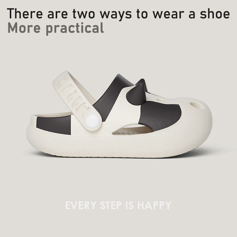 Cute Cow Garden Clogs for Kids Non-Slip Sandals Indoor/Outdoor-Khaki