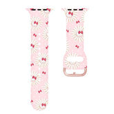 Silicone Printed Watch Band HelloKitty Flower for iWatch Series SE/6/5/4/3/2/1