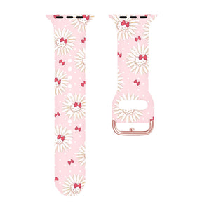 Silicone Printed Watch Band HelloKitty Flower for iWatch Series SE/6/5/4/3/2/1