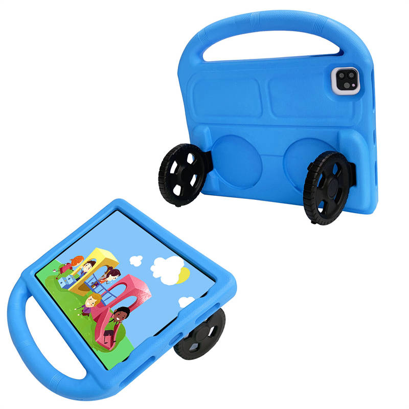 Wheel iPad Case For iPad Pro 11 Air4 10.9 inch Shockproof Stand Cover With Handle Stand-Blue